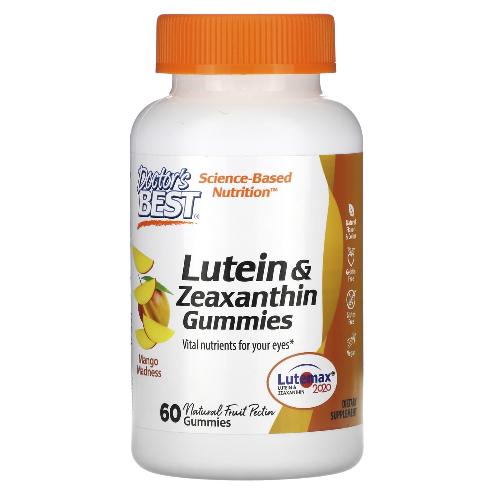 Doctor's Best, Lutein & Zeaxanthin Gummies, Mango Madness, 60 Gummies