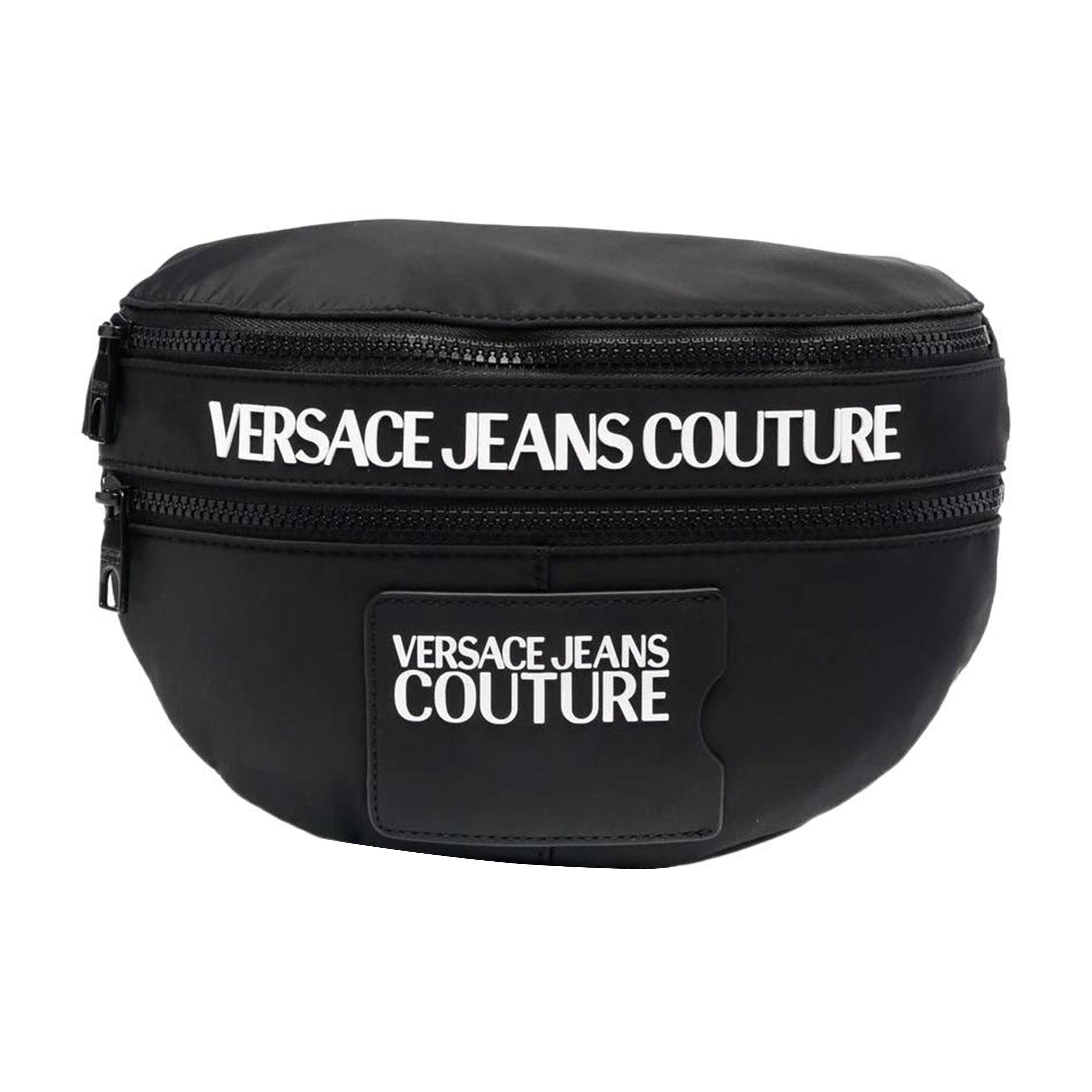 Versace Jeans Couture Commuter Fashion Classic Letter Logo Print Polyester Blend Polyurethane Nylon Waist Bag Men waist bag Black 72YA4B9E-ZS280-899 Basic Set (Bag+Dust Bag)