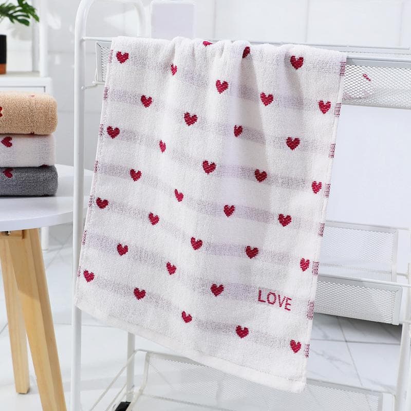 Love Cotton Bathroom Towel Thick Absorption Wash Face Wipe Hand Body Towels Kitchen Household Cloth for Cleaning 34x75cm 34x75cm