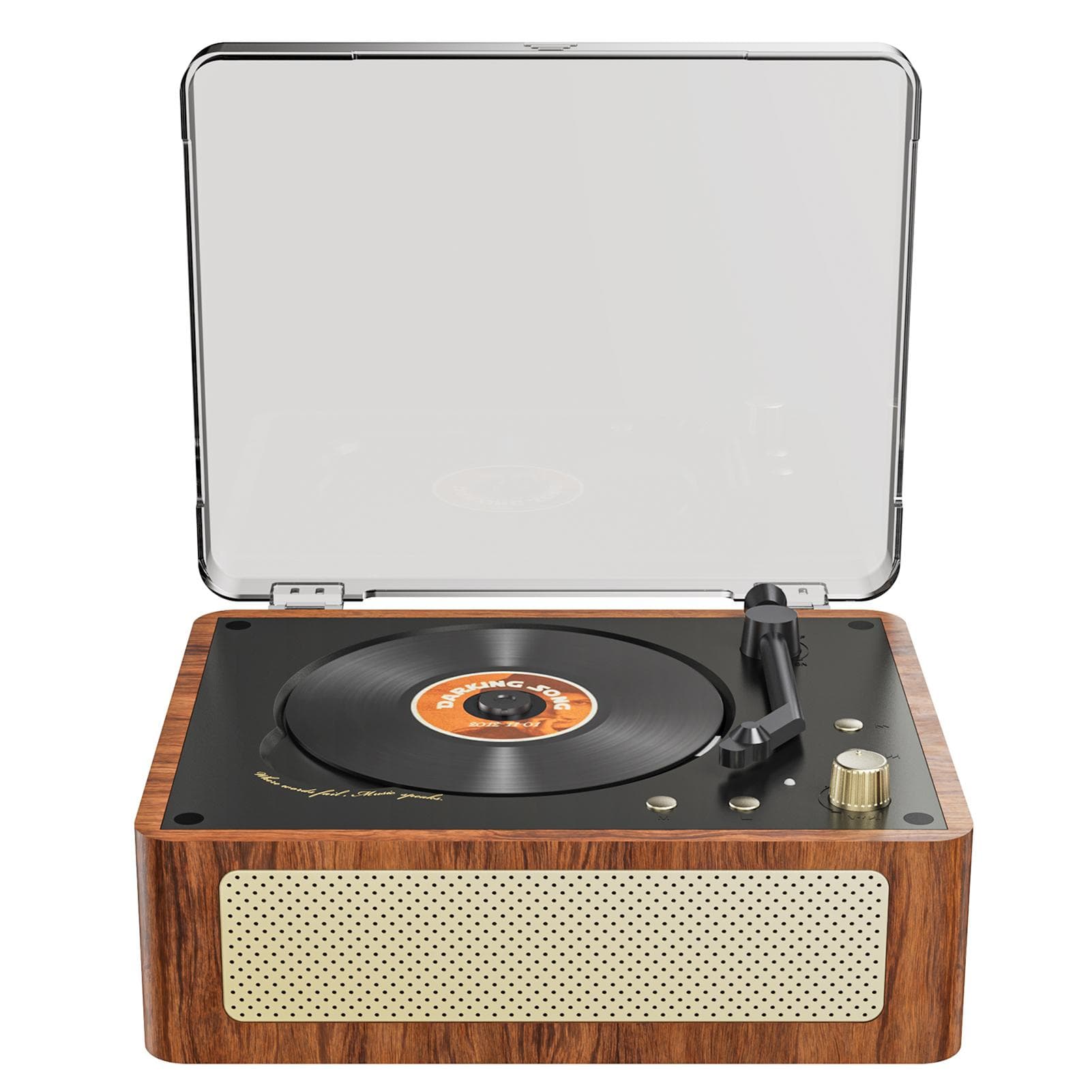 Vintage Wood Compact Disc Player BuiltIn HIFI Stereo Speaker Portable BT Player for Home brown