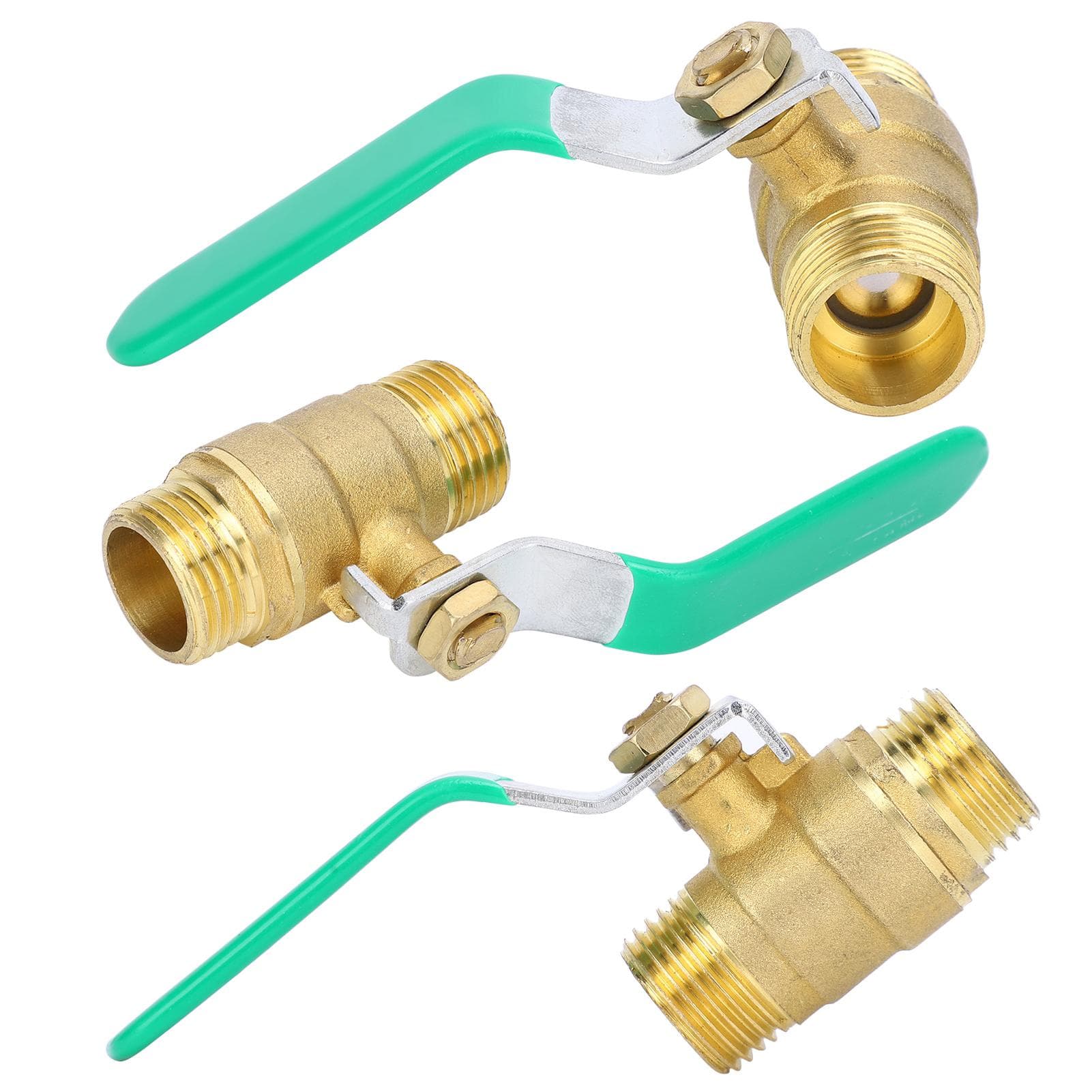 3Pcs Ball Valve Dual Male 12in Thread Switch Water Pipe Tube Thickened Brass Shut off Valve