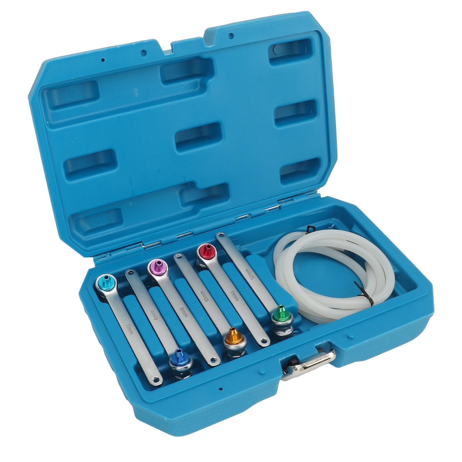 Brake Bleeding Spanner Tool Kit 7 to 12mm 12 Point Wrench Oil Drain Hose with Check Valve for Car