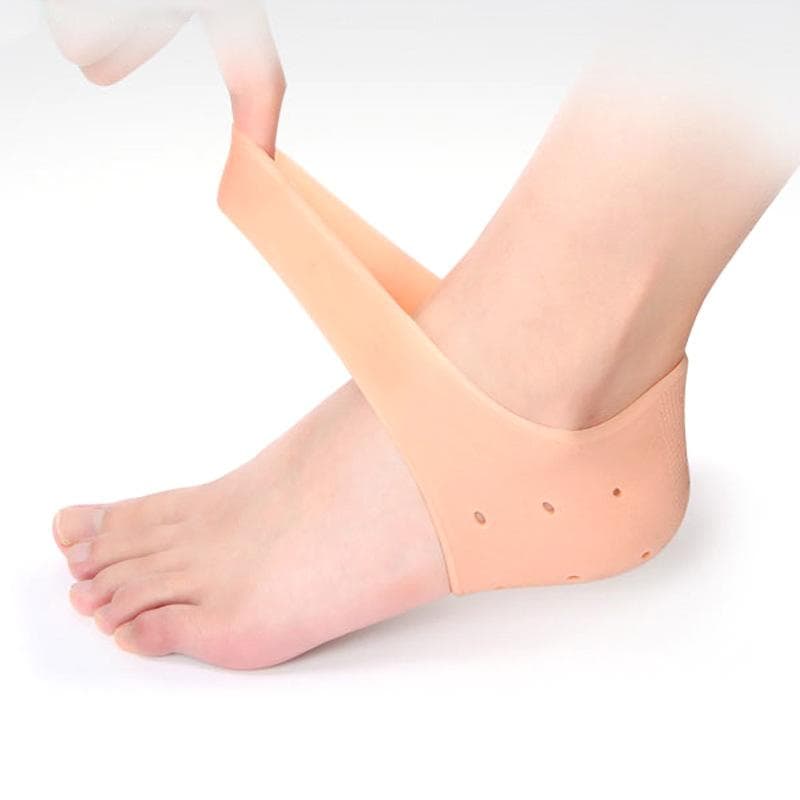 1 Pair Silicone Heel Protector Toe Socks Heel Crack Heel Chapped Sets Men and Women beige