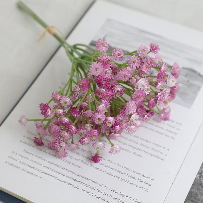 Soft Plastic Baby's Breath Artificial Flowers 22cm Real Touch Gypsophila Mini Bouquet for Wedding Home Decor, 1 Pack purple