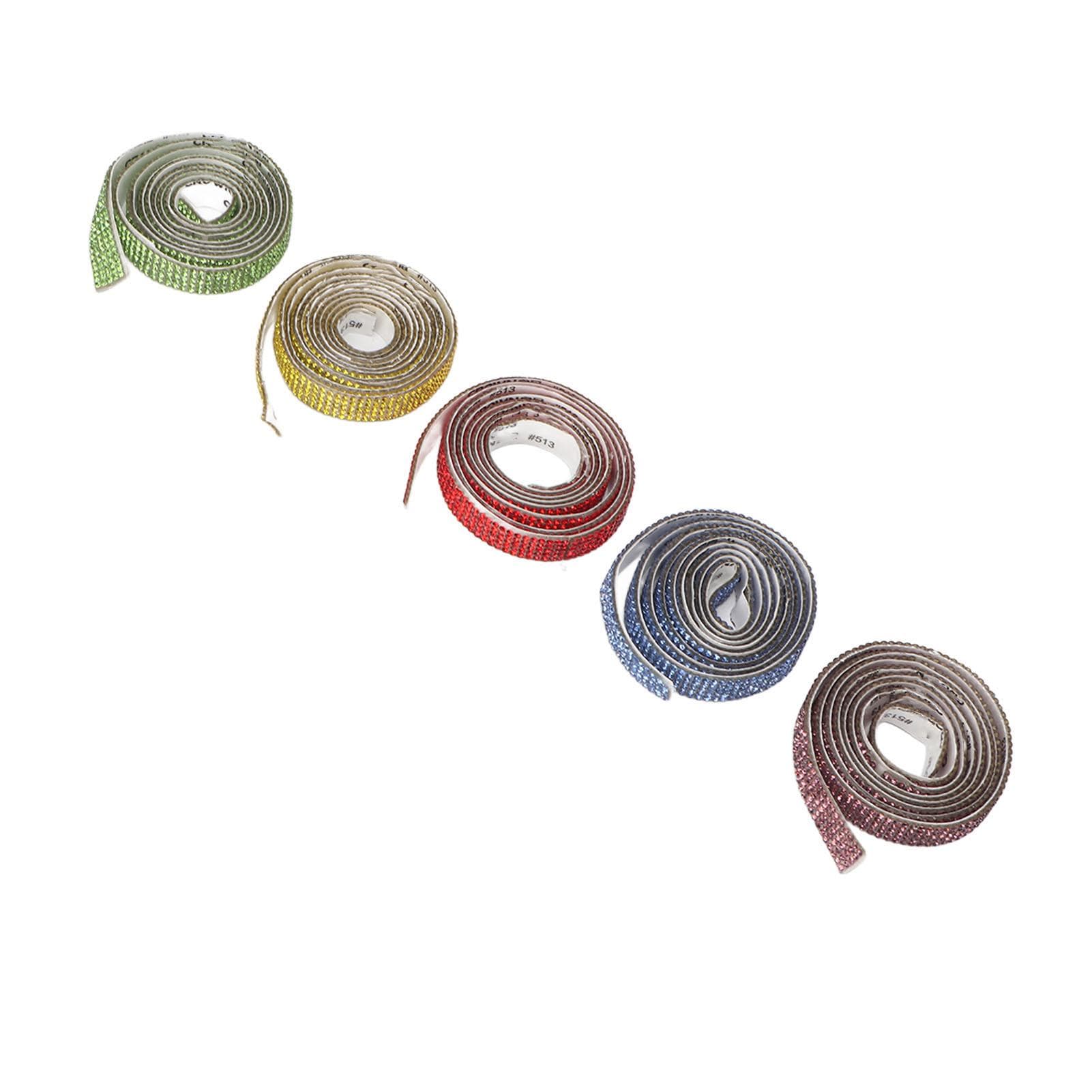 5pcs Rhinestone Strips Width 1cm Self Adhesive Glittering Crystal Glass Rhinestone Tape for DIY