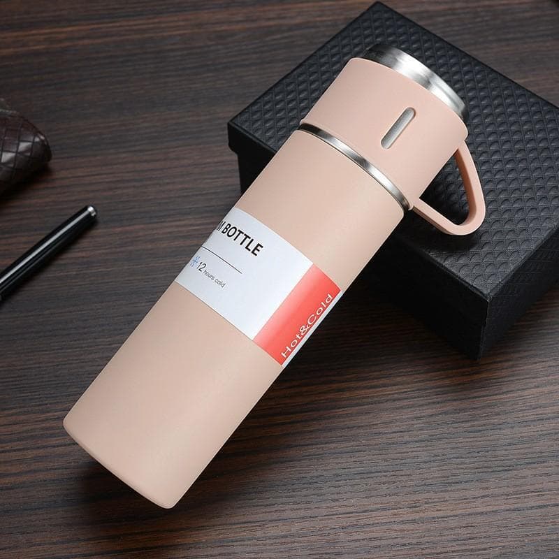 500ML Stainless Steel Vacuum Flask Gift Set Office Business Style Thermos Bottle Outdoor Hot Water Thermal Insulation Couple Cup 500ml