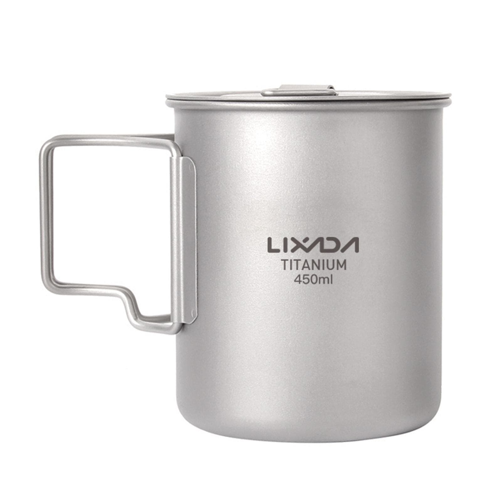 Lixada 450ml/550ml Lightweight Titanium Water Cup with Lid Coffee Cup Mug Tea Cup with Foldable Handles 450ml