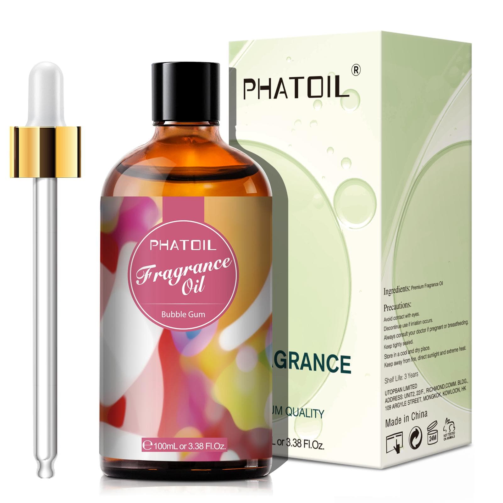 PHATOIL 100ml/3.38Fl.Oz Fragrance Oils Pure & Natural Essential Oils Perfect for Aromatherapy Diffuser Relaxation Massage Skin & Hair Care Bubble Gum