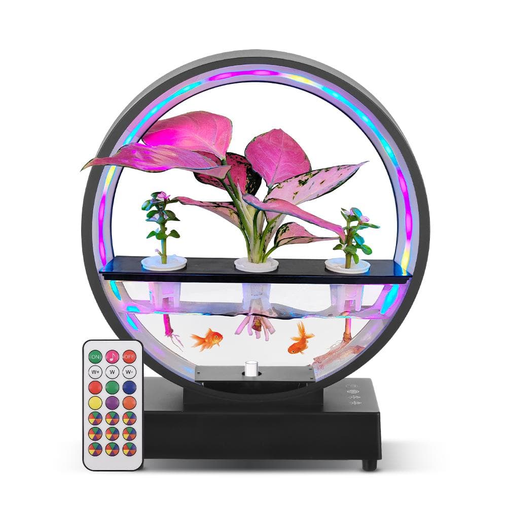 Water Feature Indoor with BT Speaker White Noise LED Ring Lights Tabletop Ornament Remote Control with water pump no white noise black