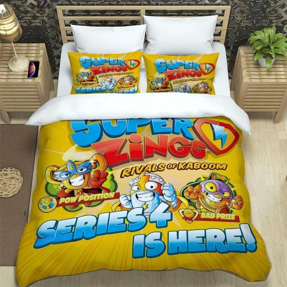 Cute cartoon Super Zings Bedding Sets exquisite bed supplies set duvet cover comforter set bedding set luxury Birthday Gift 140x210cm 2pcs