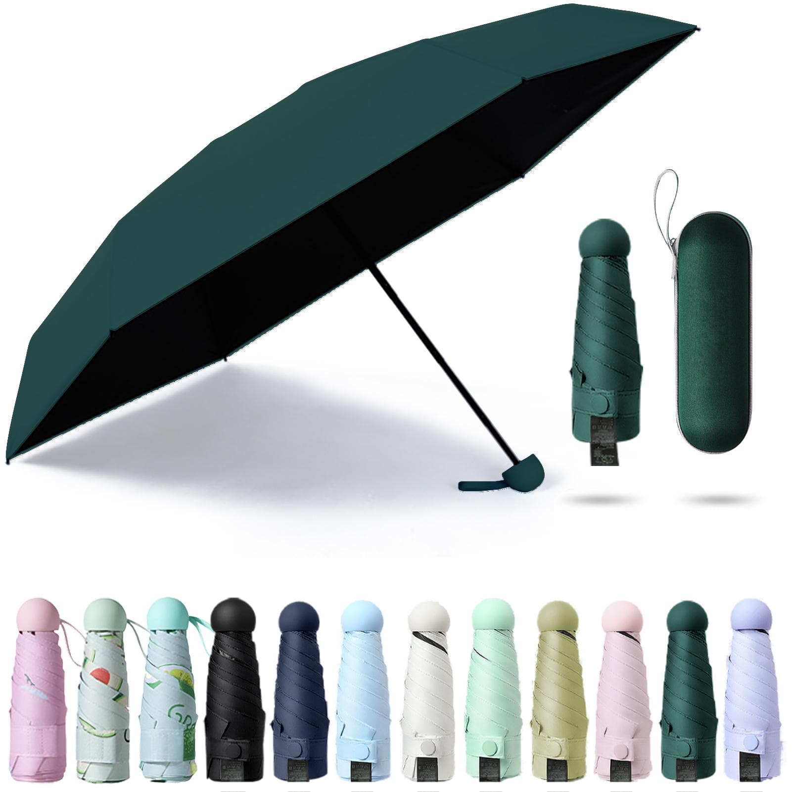 Sun Umbrella Folded Ultra-light Six-bone With Box Sun Protection UV Protection Sun Shade Sunshine dark green