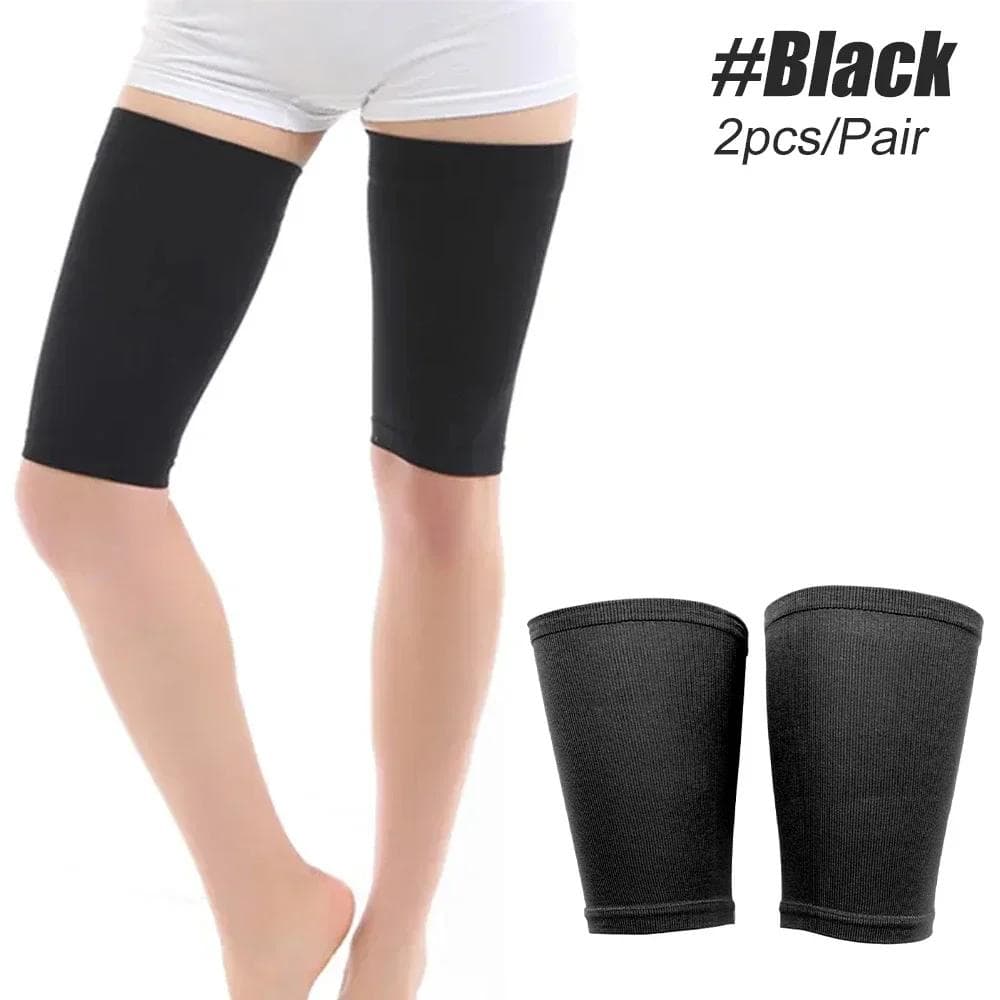 Upper Thigh Compression Sleeves, Thigh Brace Compressive Support Pain Relief Recovery Slimming Workout Wrap Leg Support Shaper black
