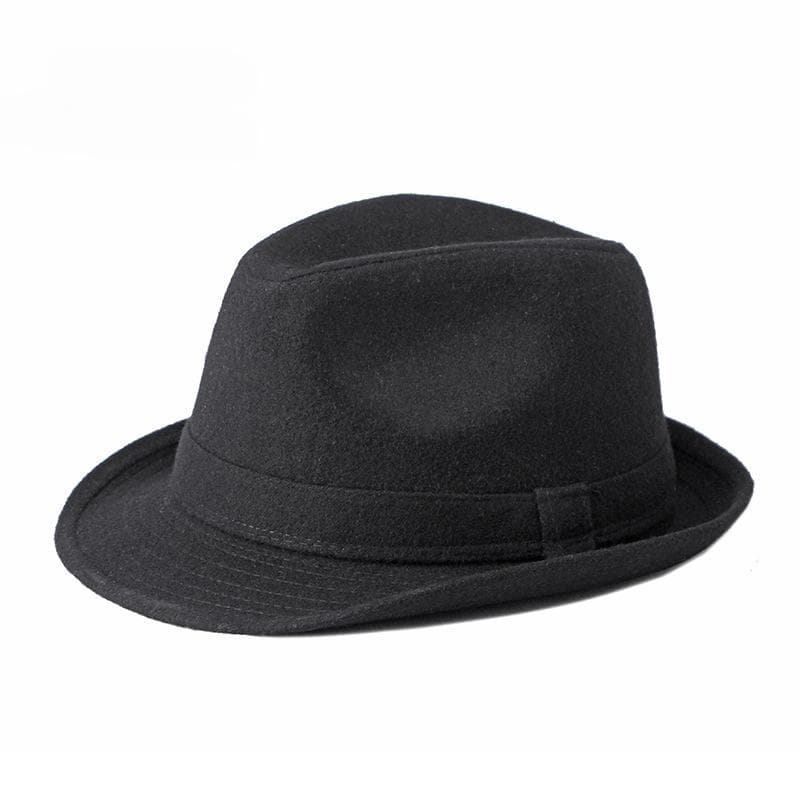 Gentleman Hat Men's British Style Retro Simple Pure Color Wool Top Hat Men's Casual Jazz Hat black