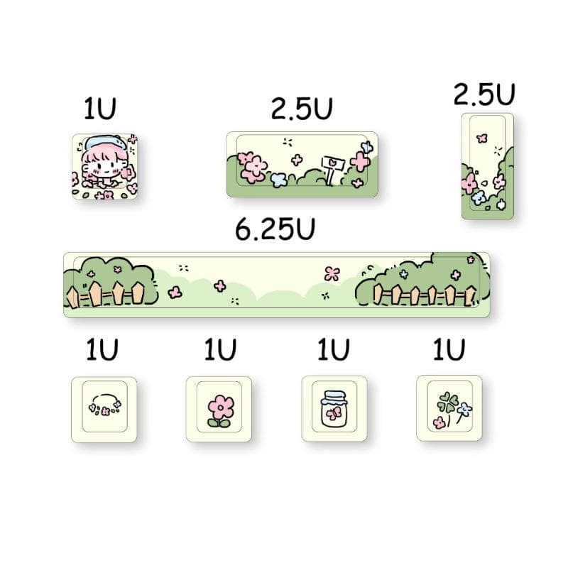 DIY Keycap PBT Enter 6.25U Space Bar Keycap 5 Sides Dye-Subbed Keycap for Mechanical Keyboard Cherry Profile (8Pcs)