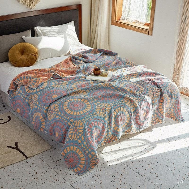 100% Cotton Muslin Bed Cover Breathable Muslin Bedspread Home Textile Adult Kids Jaccquard Sofa Bed Throw Blankets Bedsheet 200X230CM