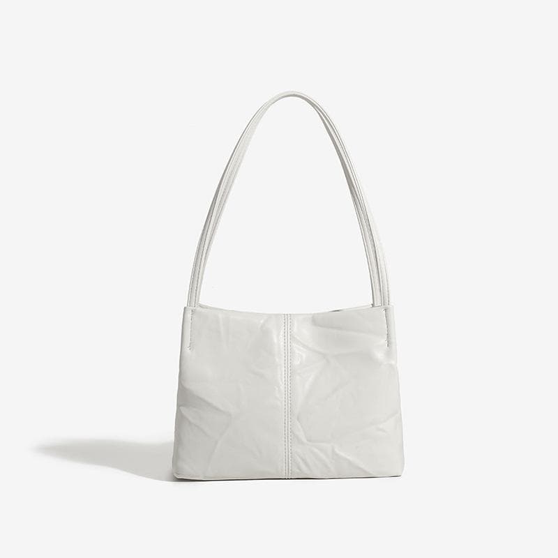 Pleated Design Black Lazy Commuter Tote Bag All-in-one Underarm Shoulder Bag Stylish Crossbody Bag for Women white