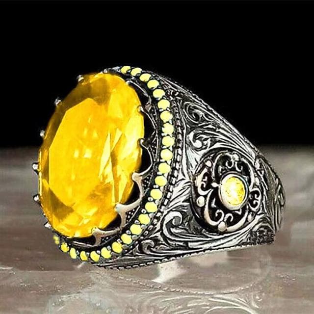 Inlaid Emerald Men's Luxury Ring Personality Retro Domineering Gem Sapphire Ring To Attend The Banquet Party Business Jewelry 7