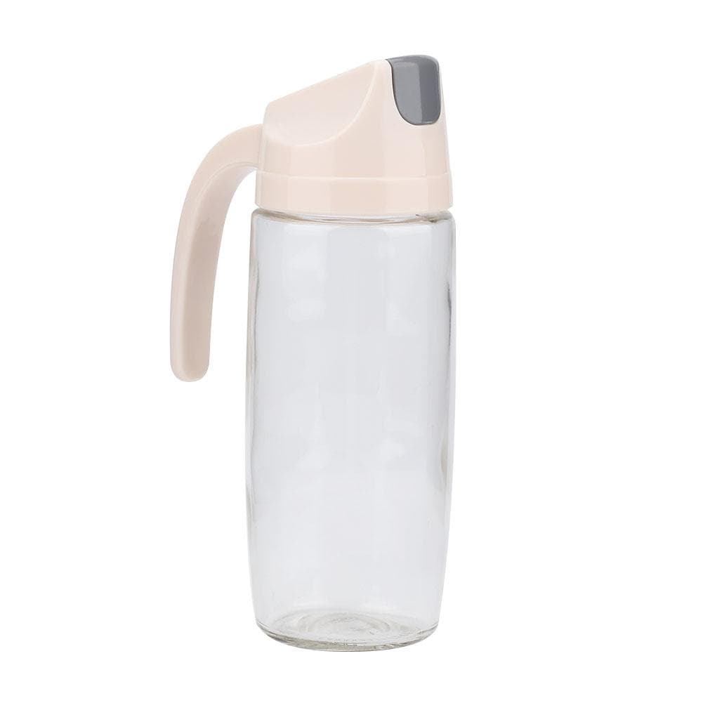 Glass Oil Dispenser Bottle Leakproof Dust Proof Automatic Open/Close Oil Pot Apricot (600ml)