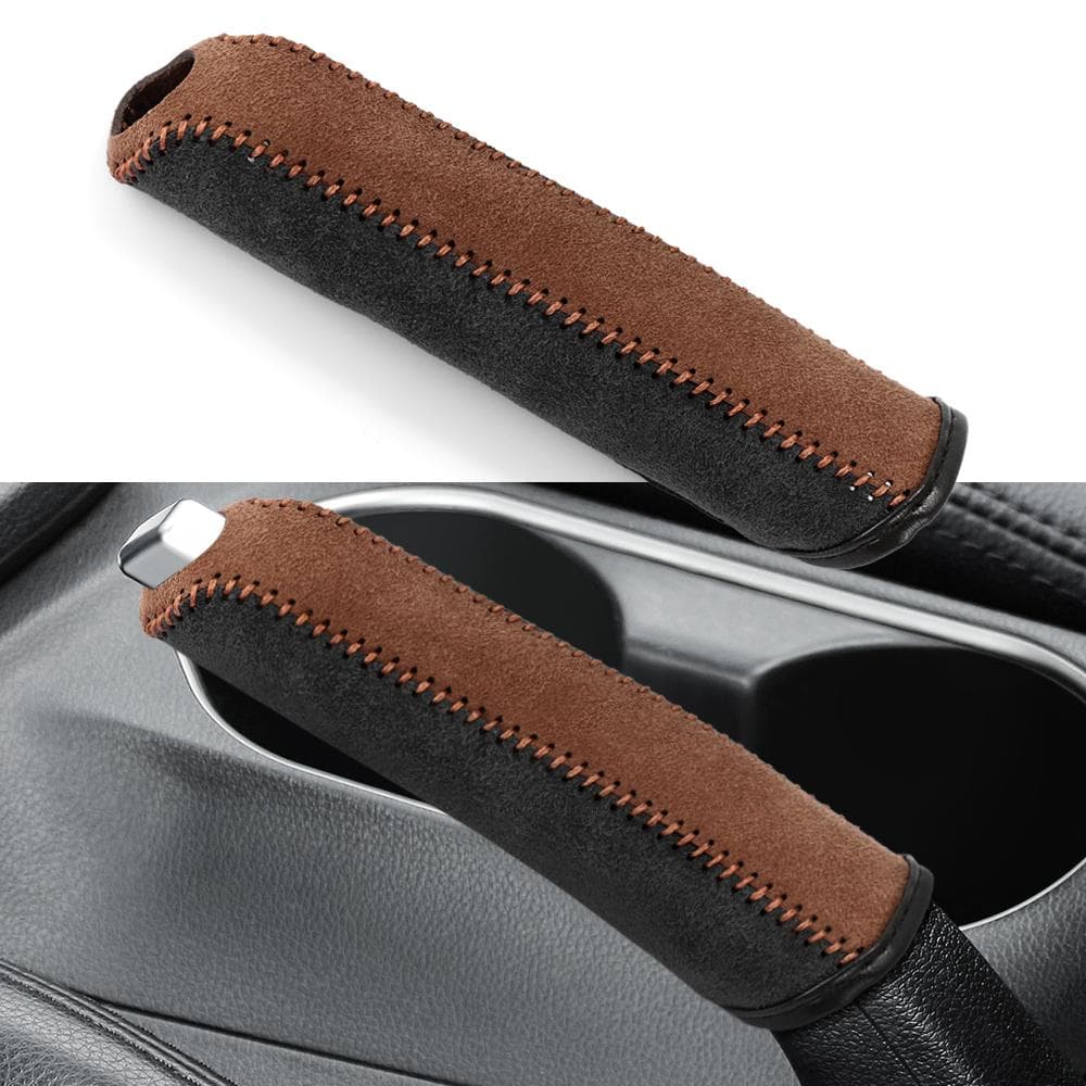 Faux Suede Leather Car Leather Handbrake Cover Protective Sleeve Hand Brake Protection Car Interior Accessories brown