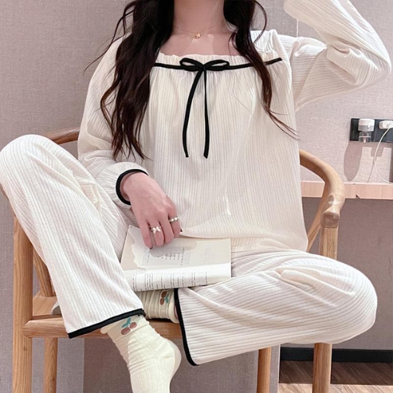 Spring Autumn New Casual Long Sleeve Women Two Piece Sets Luxury 2 Pieces Elegance Fallow Solid Pajamas Set Homewear Outfits 2XL