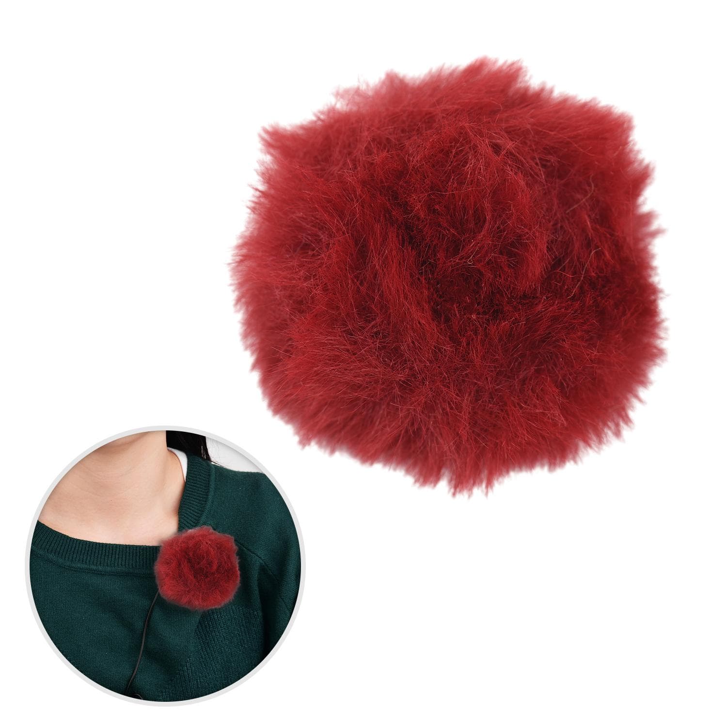 Microphone Windscreen Furry Windshield Mic Muff for Clip-on Lavalier Microphone dark red
