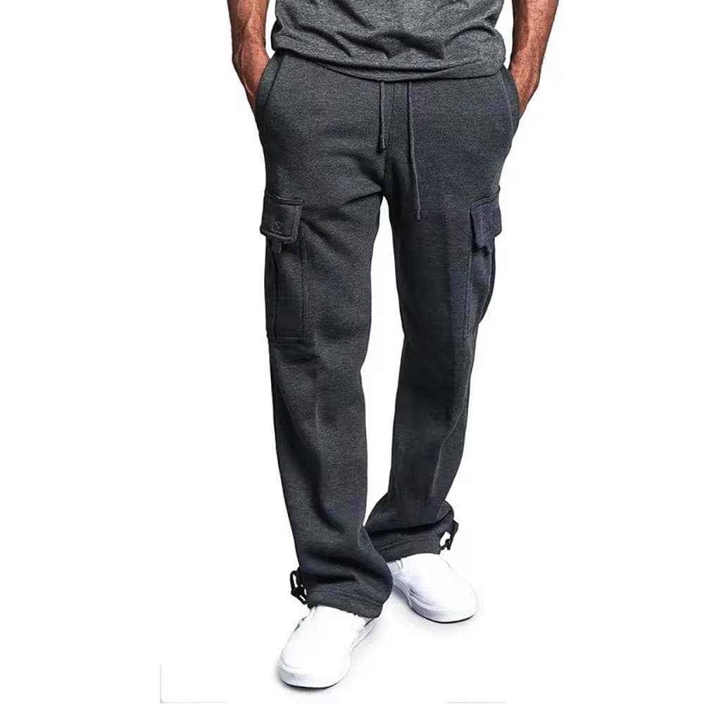 2024 Men's Multi-Pocket Sports Casual Drawstring Trousers with Cuffed Loose Fit Size 2XL