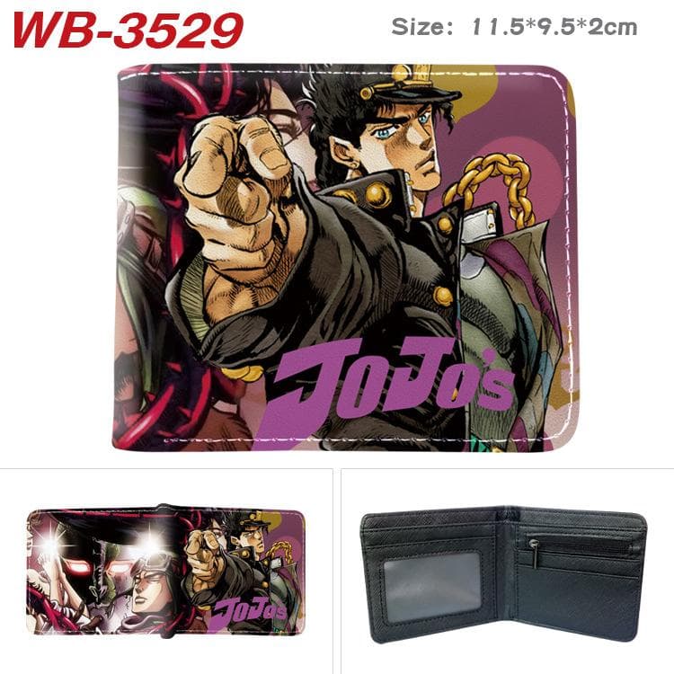 JoJo's Bizarre Adventure Wallet PU Leather Bi-Fold Purse With Coin Pocket Card Holder 2 fold