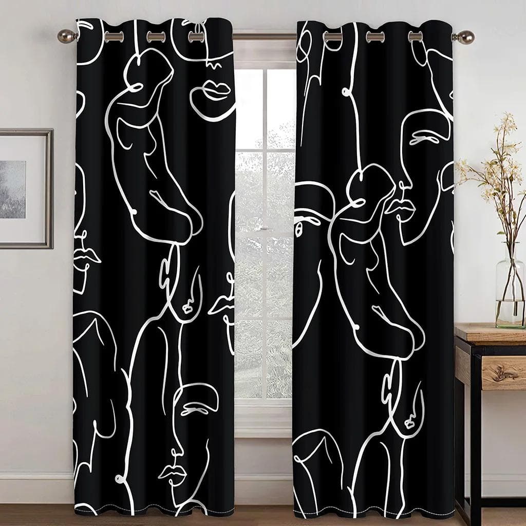 Abstract Art Anthestic Boho Morandi Window Curtains Blinds For Living Room Bedroom Bathroom Kicthen Office Door Home Decor 2Pcs 240W270H(CM)95x107in&rod pocket
