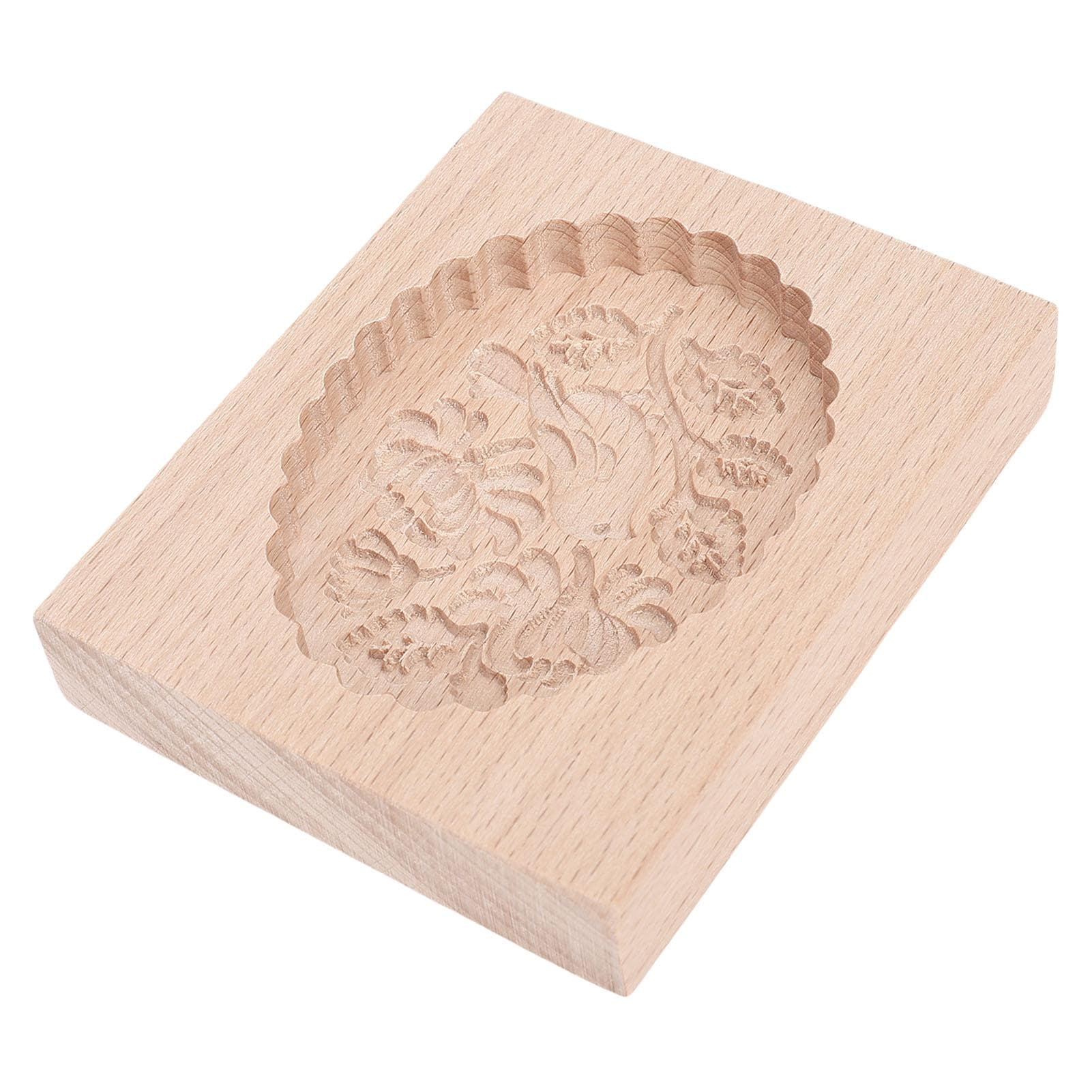 Wooden Cookie Mold Carved Bird Pattern Multifunctional Cookie Press Stamp Mould Baking Tools L(for 6.5-9kg)