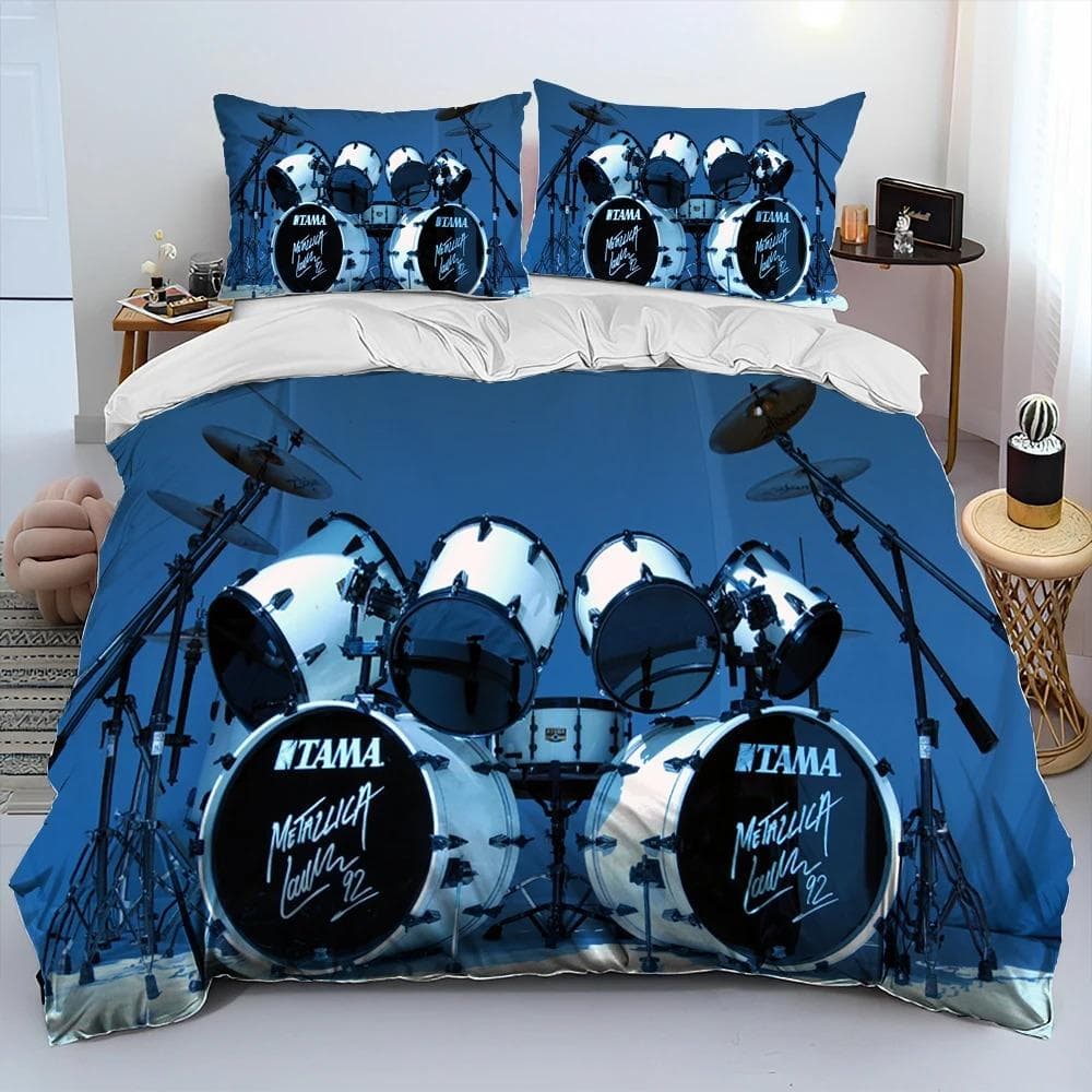 3D Drum Kit Music Instruments Comforter Bedding Set,Duvet Cover Bed Set Quilt Cover Pillowcase,King Queen Size Bedding Set Adult 70x133cm 2pcs