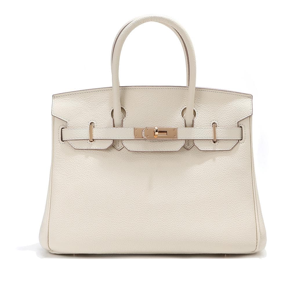 Head Layer Cowhide Platinum Bag Genuine Leather Women's Bag Large Capacity Handbag Women's High-end Sense Commuting Shoulder Cross Shoulder Bag 35CM strapless white