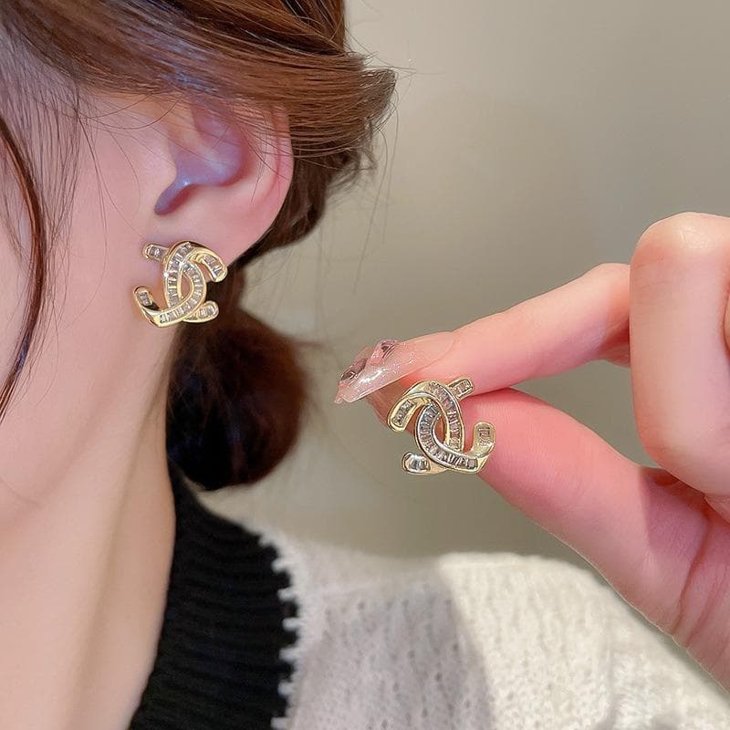 High-end fashion zircon earrings for women gold
