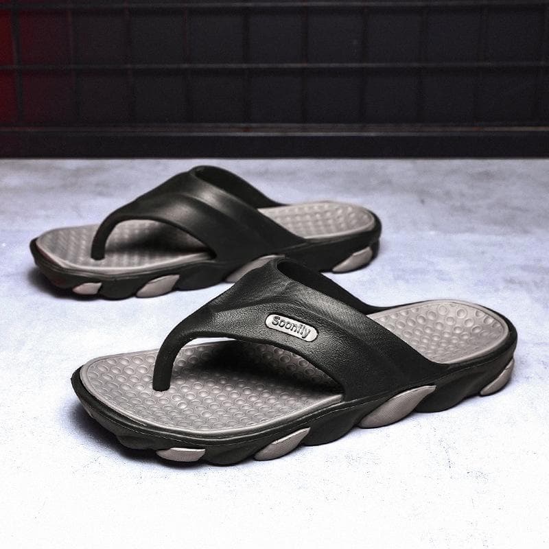 2024 Men's Large Outdoor Summer Fashion Flip Flops Casual Beach Sandals 42 black/gray