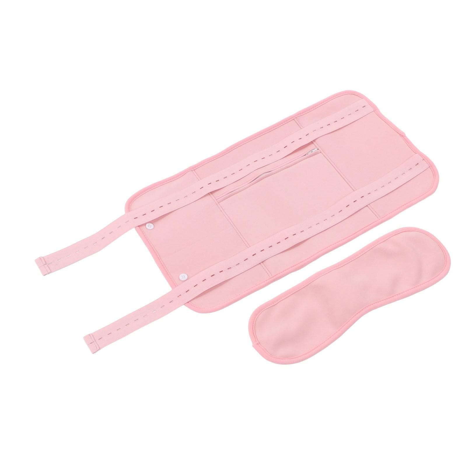 Castor Oil Pack Adjust Strap Double Layers Reusable Washable Castor Oil Wrap for Waist Neck Pink pink