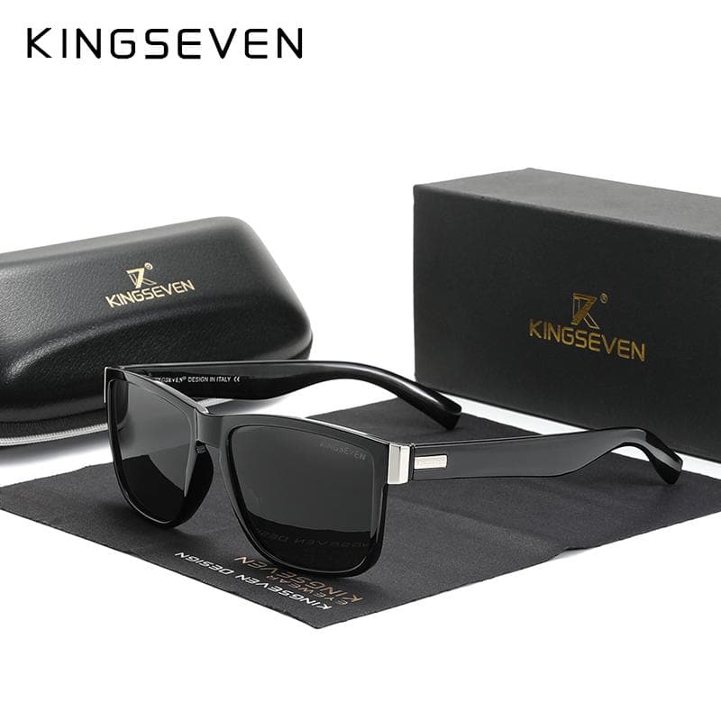 Genuine KINGSEVEN Brand Square Retro Gradient Polarized Sunglasses Women Men Carbon Fiber Pattern Design Outdoor Sports Eyewear M