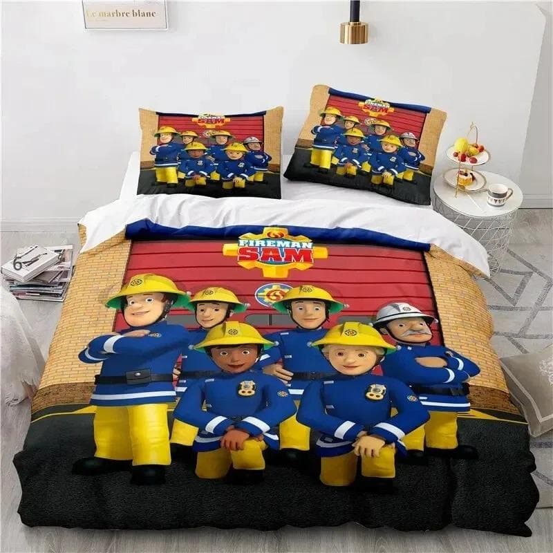 Cartoon Fireman Sam Toys Bedding Set Duvet Cover Bed Set Quilt Cover Pillowcase Comforter king Queen Size Boys Adult Bedding Set 70x133cm 2pcs