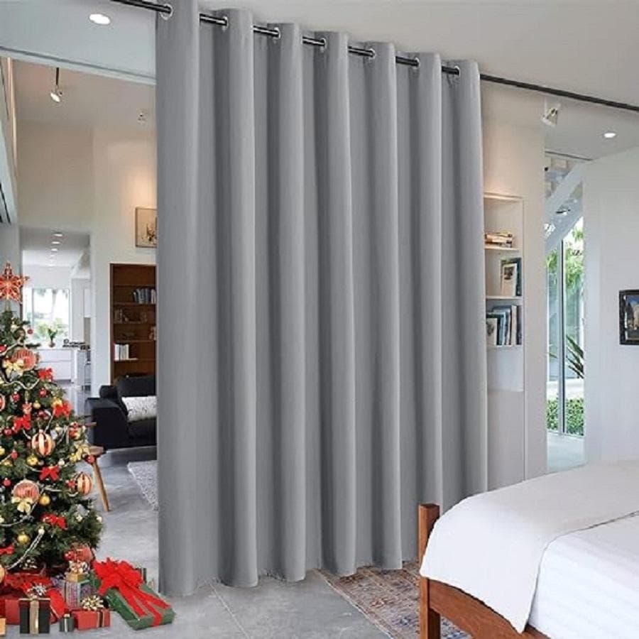 Pack Of 1 Room Divider BlackOut Curtain for Living Room, Noise Reduction Curtain with Anti-Rust Grommet Top Blackout Curtain 100H 84L inch&Grommet Top light grey