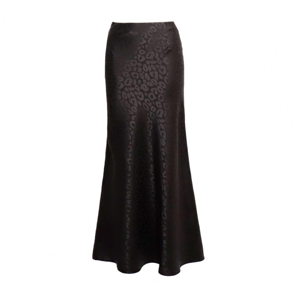 Sexy Leopard Print Maxi Skirt Leopard Print High Waist Skirt for Women Sexy Hip-hugging Ankle Length Party Skirt Elegant Classic S black