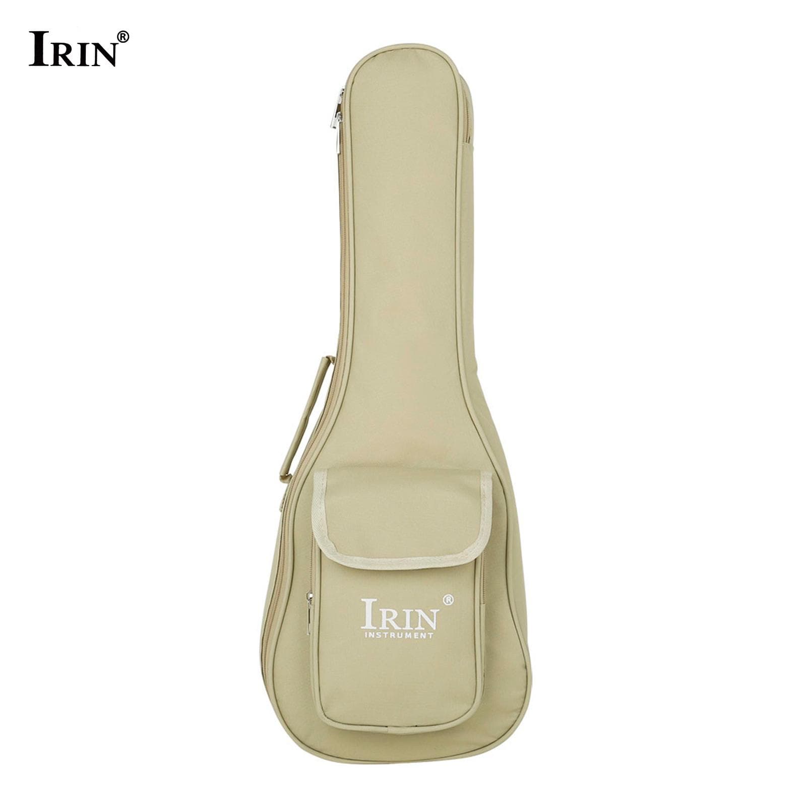 IRIN Ukulele Shoulders Bag Thickened Cotton Bag Waterproof Bag Padded Backpack for 24 Inch Ukulele beige