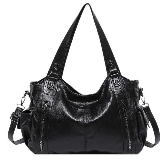 Soft Interior Compartment Shoulder Bags 2025 High Quality Contrasting Colors Bags for Women Fashion Zipper Pu Women's Handbags black