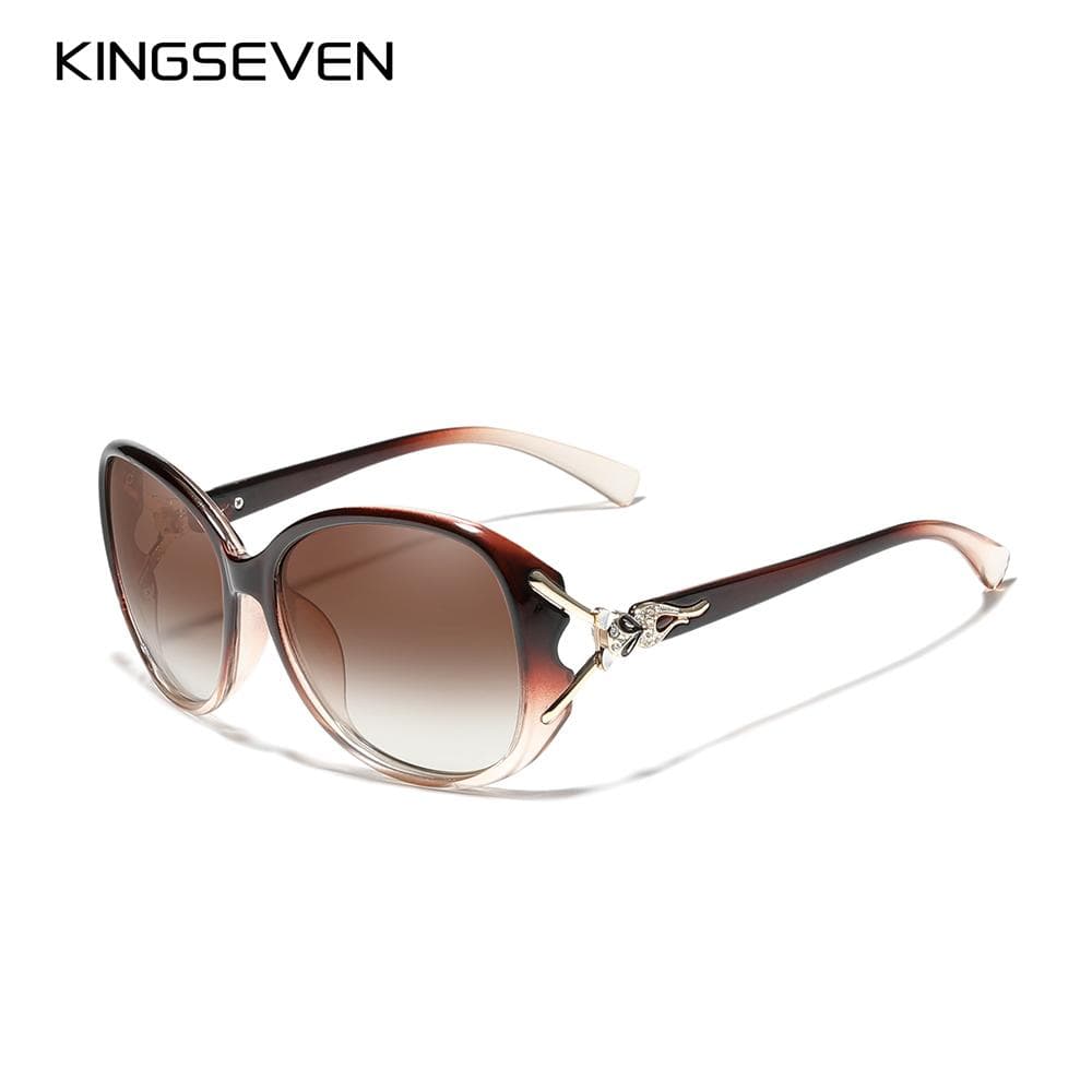 KINGSEVEN Polarized Retro Big frame luxury Eyewear Lady Brand Designer Sun glasses M brown