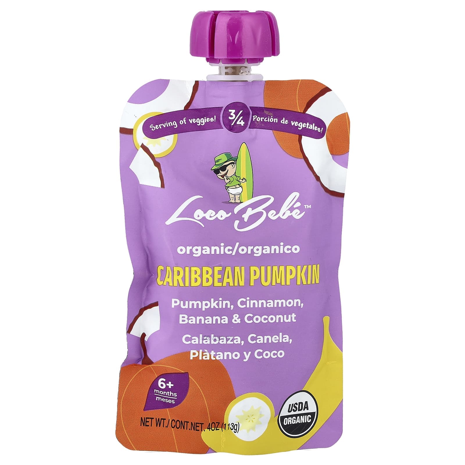 Loco Bebe, Organic Puree, 6+ Months, Caribbean Pumpkin, 4 oz (113 g)