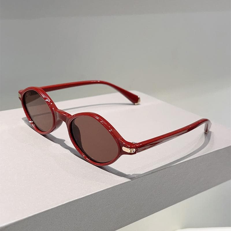 KAMMPT Cute Oval Sunglasses Women Fashion Candy Color Rim Korean Style Sun Glasses Trendy Brand Design Outdoor Shades without case