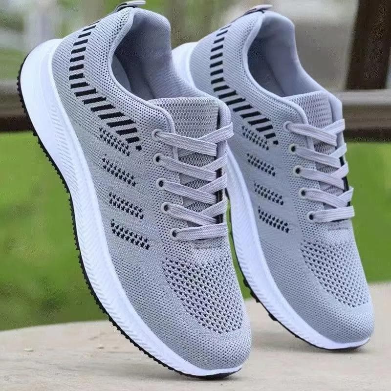 Sneakers Men's Breathable Casual Shoes Lightweight Soft-soled Non-slip Running Shoes for Men 44 grey