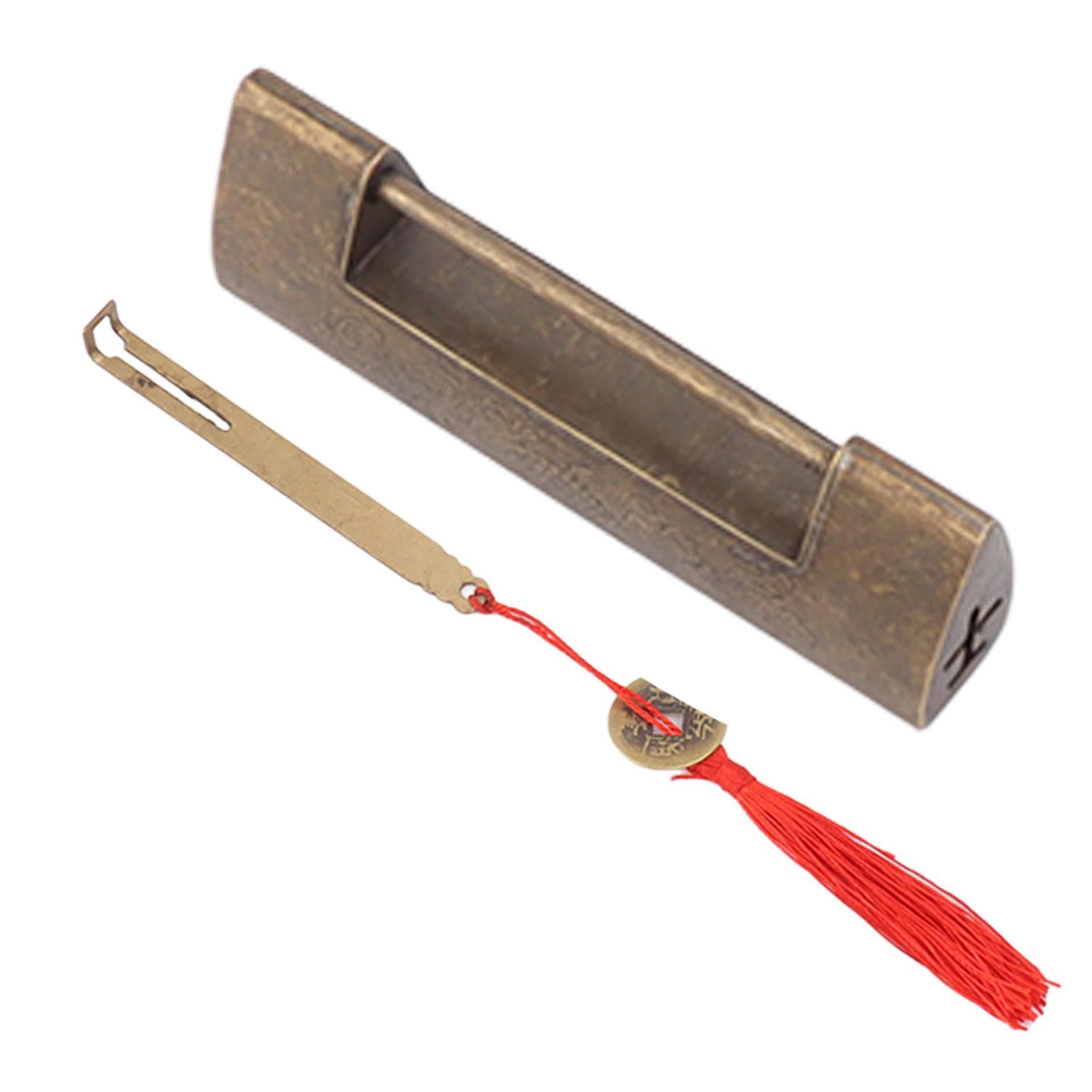 Antique Style Lock Spacing 5.9cm Auspicious Fish Lock Chinese Locks Small Brass Locks Antique Bronze Color
