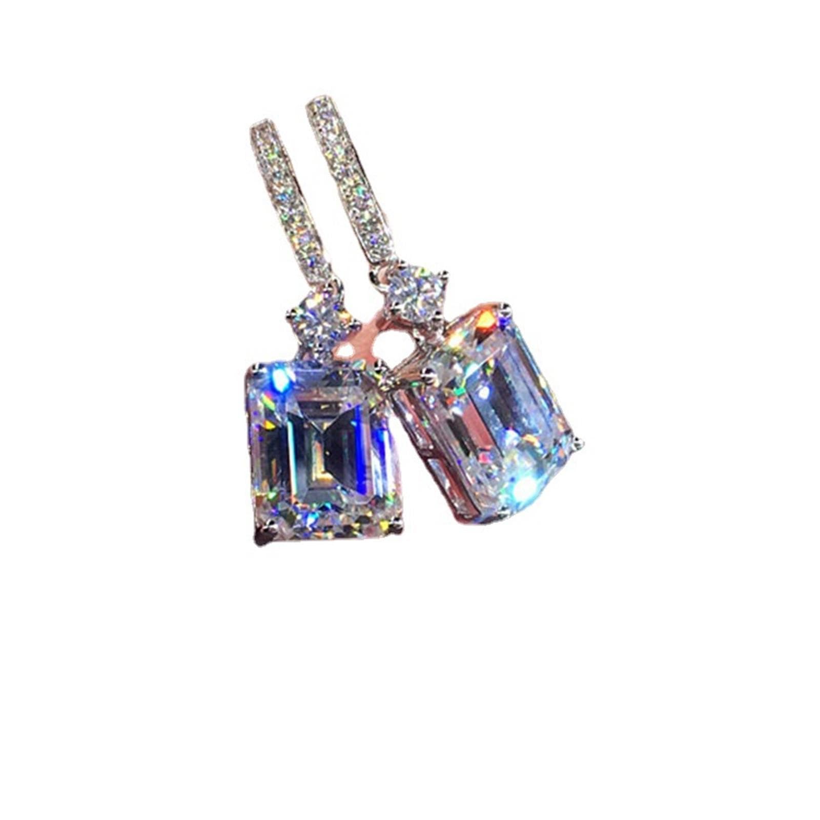 Exquisite Metal Diamond Crystal Drop Earrings For Women