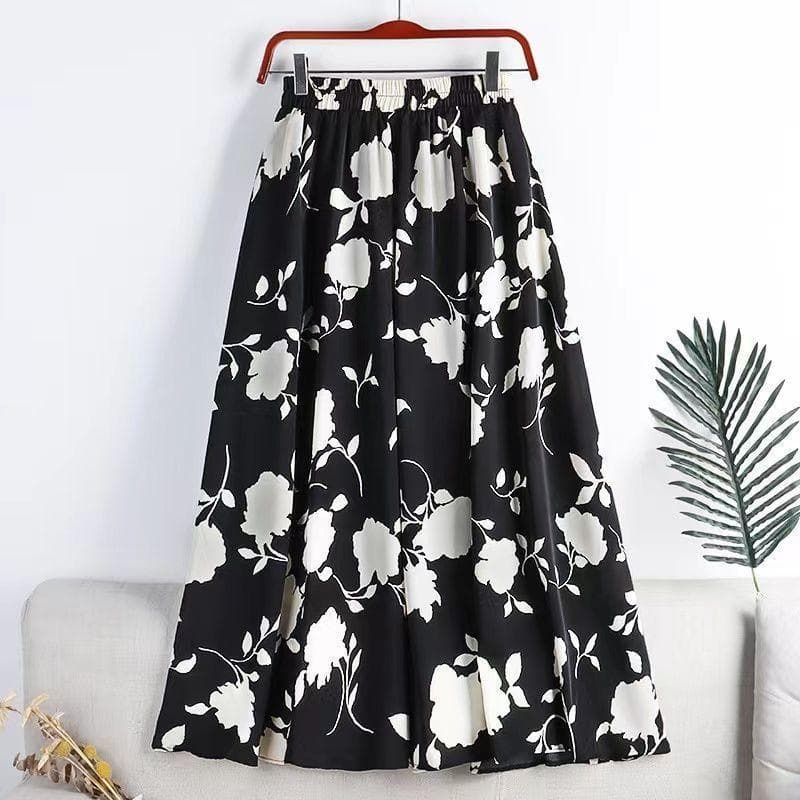 New High-waisted Printed Slim Medium and Long Big Pendulum Skirt 3XL