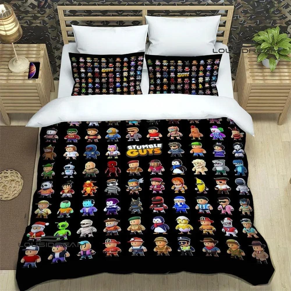 3D game Cartoon Stumble-guys Bedding Sets exquisite bed supplies set duvet cover comforter set bedding set luxury birthday gift EU single(135x200cm)