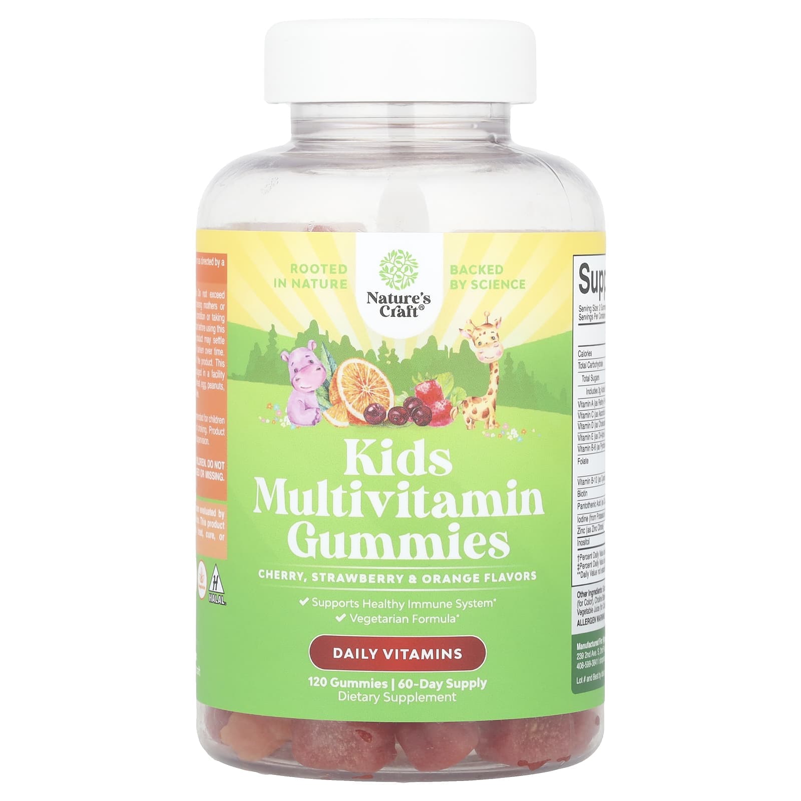 Nature's Craft, children's multivitamin gummies, cherry, strawberry & orange, 120 gummies