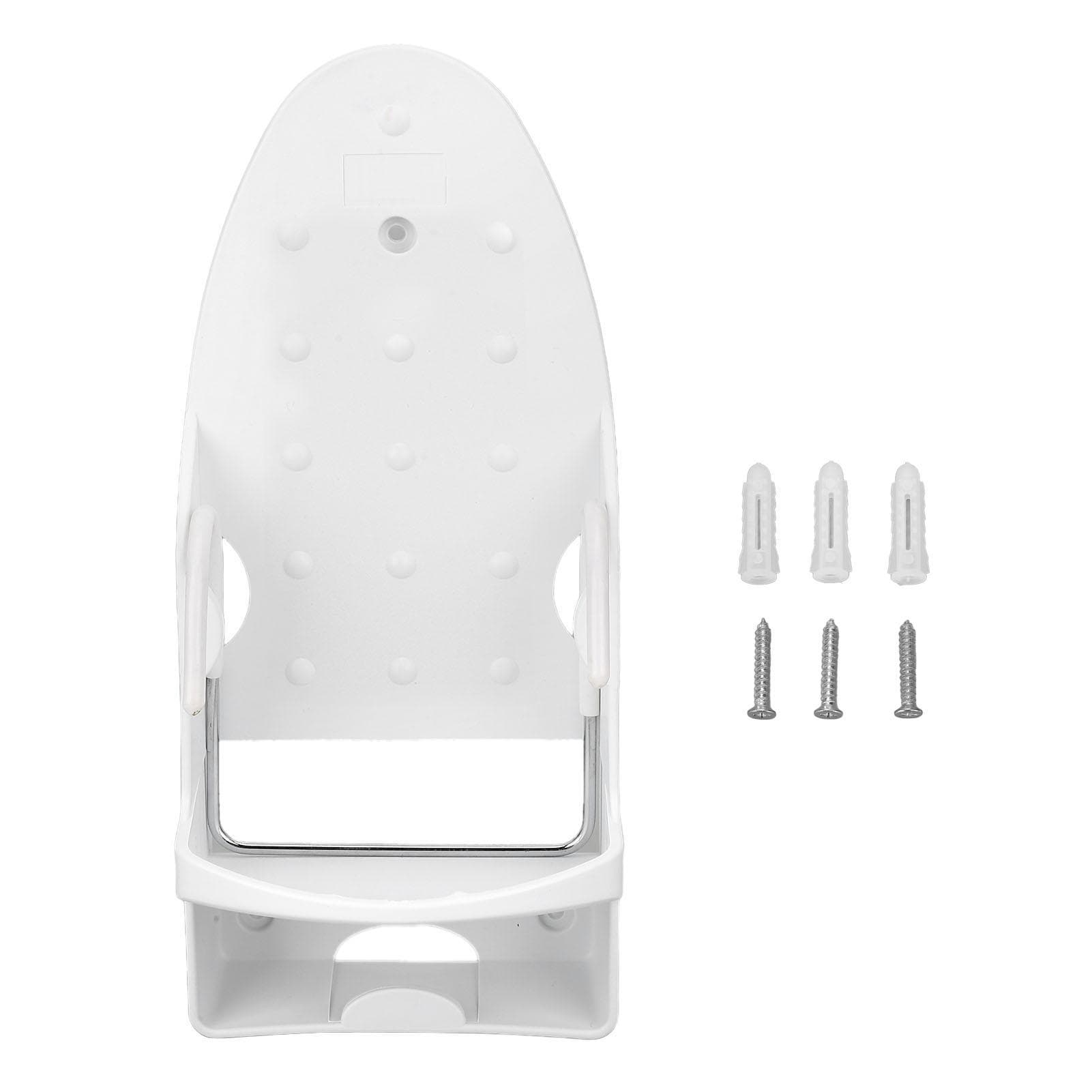 Electric Iron Holder Heat Resistant 2 in 1 Wall Mounted Iron Board Rack with Hook for Home white